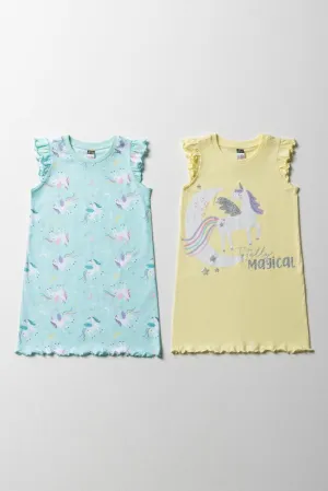 2 Pack Sleep-Shirt Unicorn Yellow