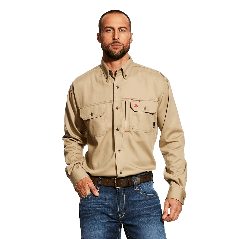 Ariat Fr Solid Khaki Vent Work Shirt