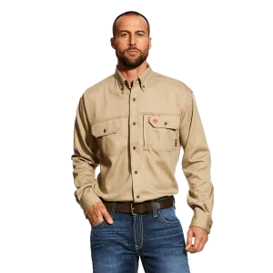 Ariat Fr Solid Khaki Vent Work Shirt