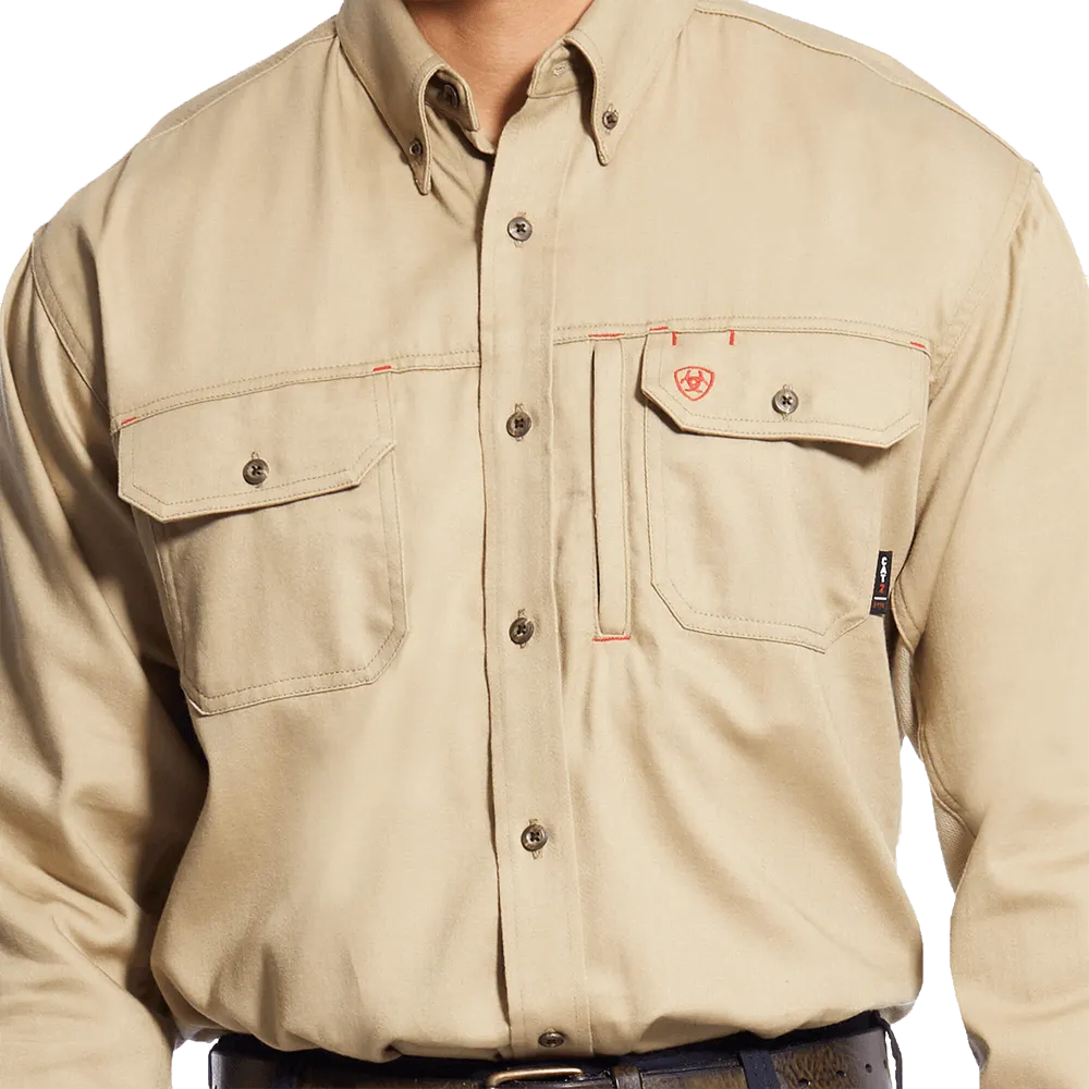 Ariat Fr Solid Khaki Vent Work Shirt