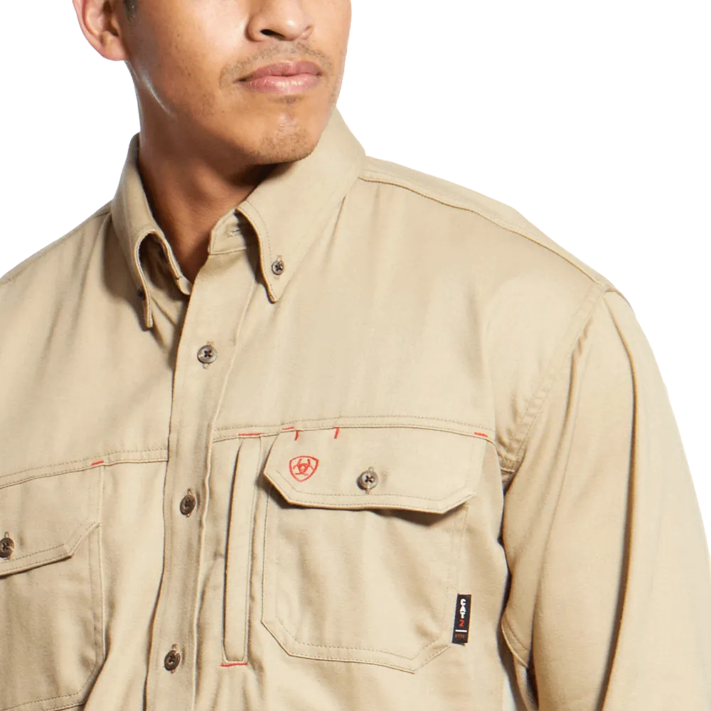 Ariat Fr Solid Khaki Vent Work Shirt