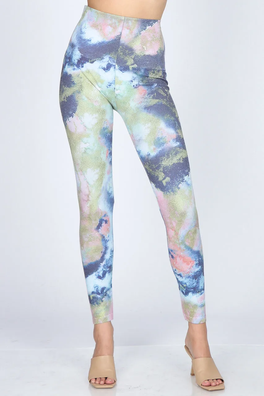 B4292EH High Waist Full Length Legging Watercolor