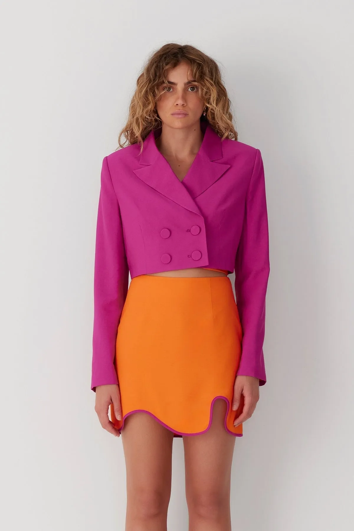 Barbados Crop Blazer - Magenta