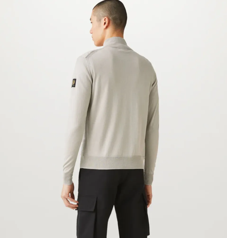 Belstaff Kelbrook Zip Cardigan Chrome Grey