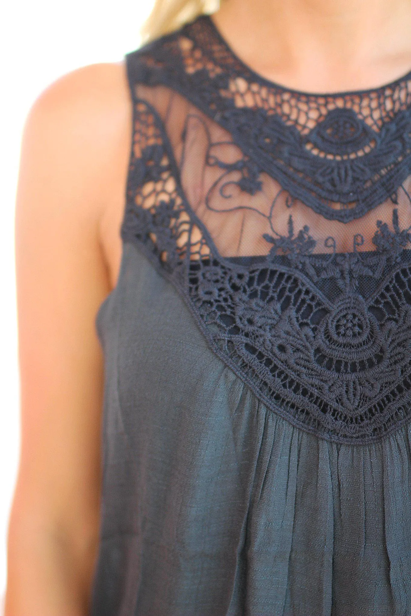 Black Sleeveless Lace Top