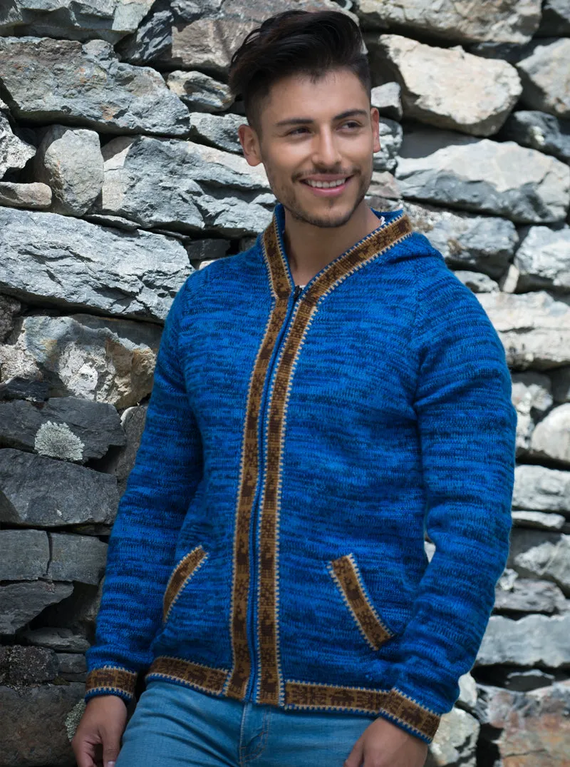 Blue Alpaca Cardigan for Men