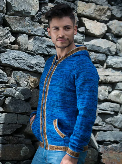 Blue Alpaca Cardigan for Men