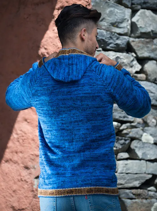 Blue Alpaca Cardigan for Men