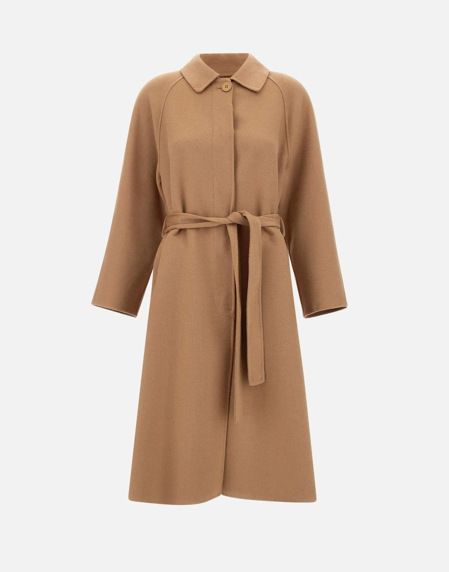 Camel Viscose Blend Wrap Coat