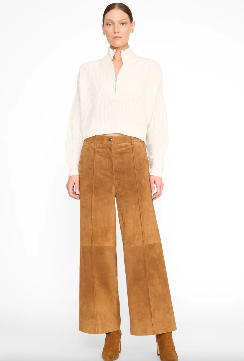 Cashmere Cropped Hampton Sweater - Ivory