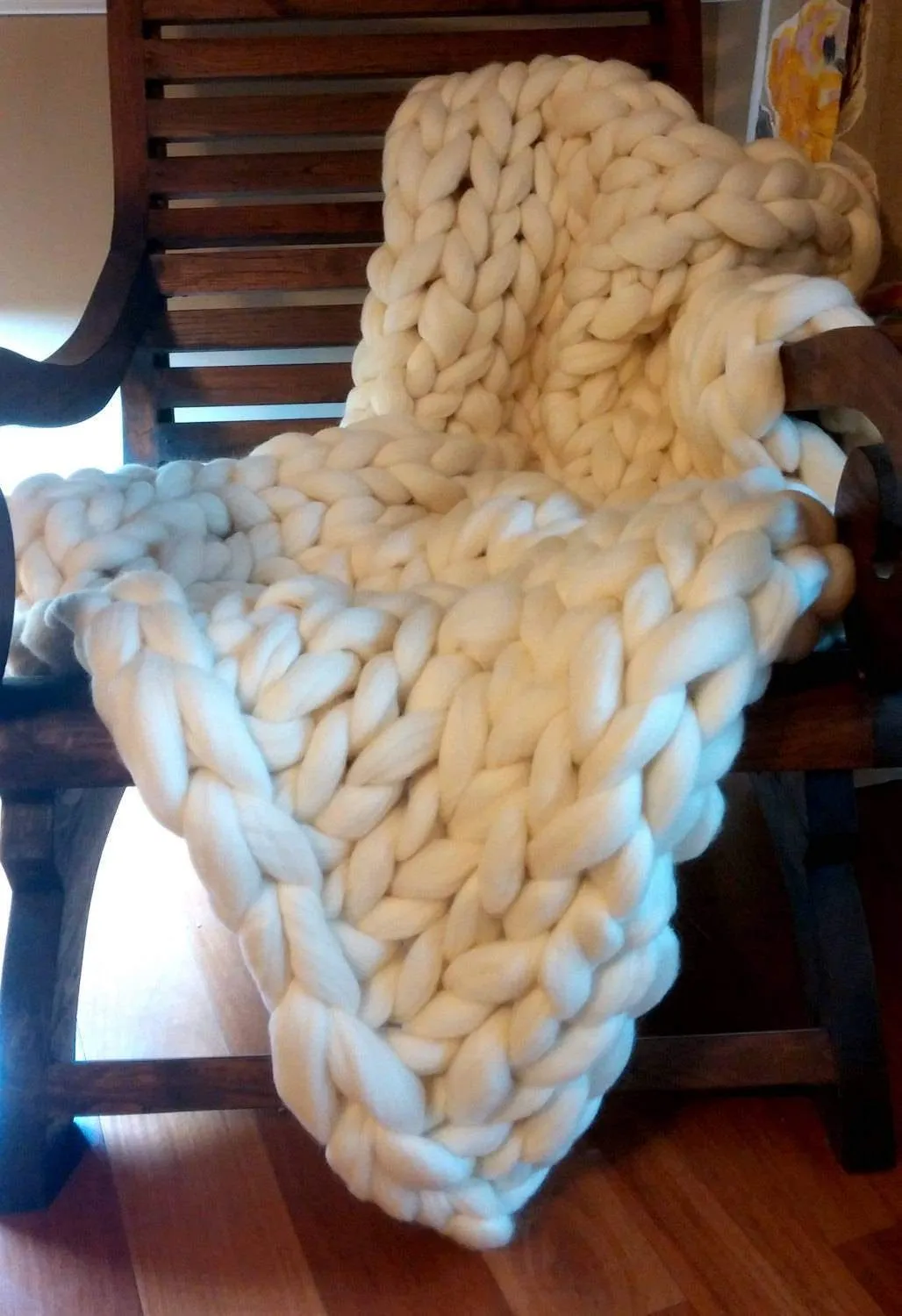 Chunky Knit Blanket, Chunky Knit Merino Wool Blanket Large 40"x 60" Throw Blanket, Giant Knit Blanket,Bulky Knit