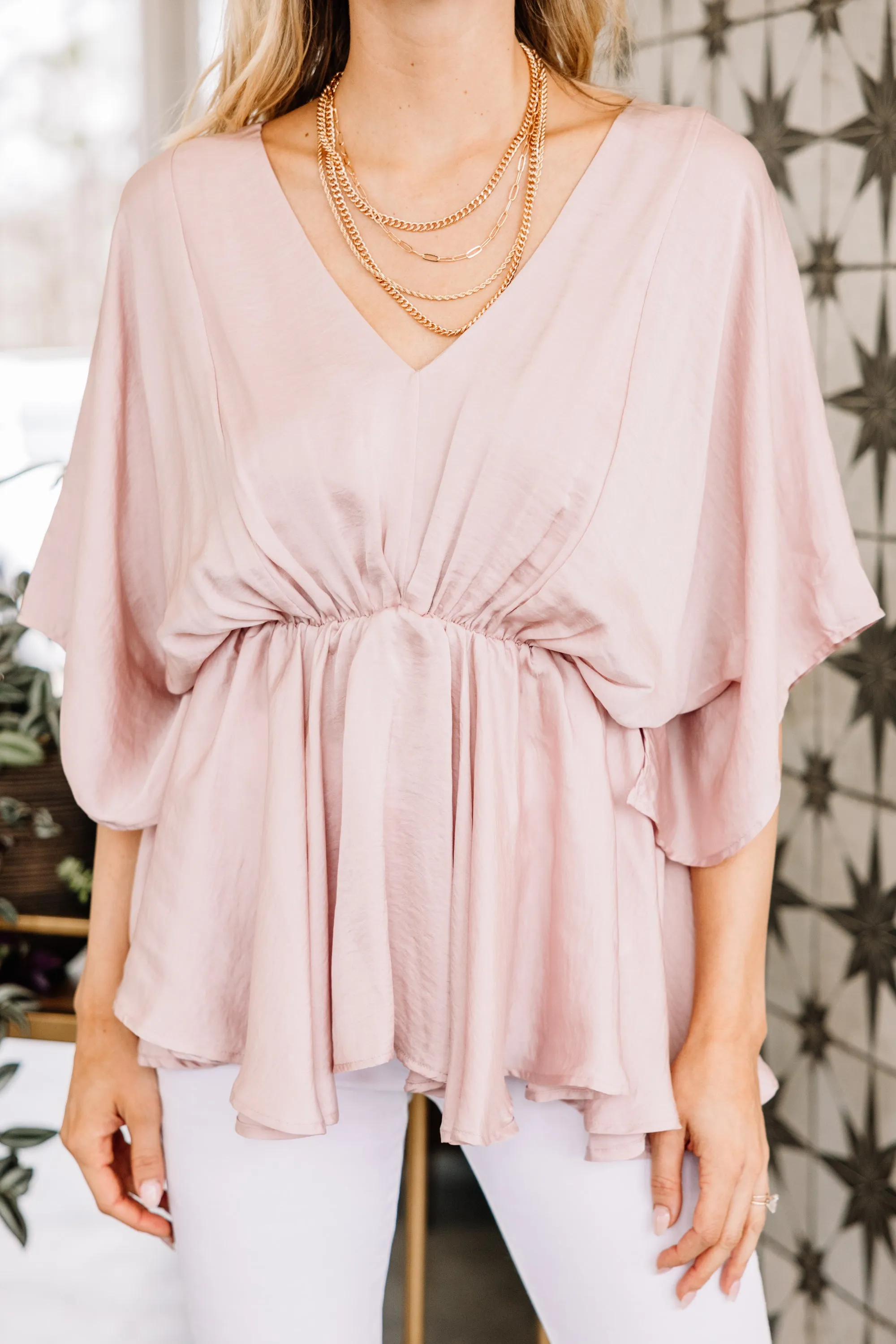 Clear Skies Ahead Rose Pink Satin Blouse