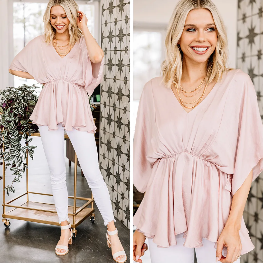 Clear Skies Ahead Rose Pink Satin Blouse