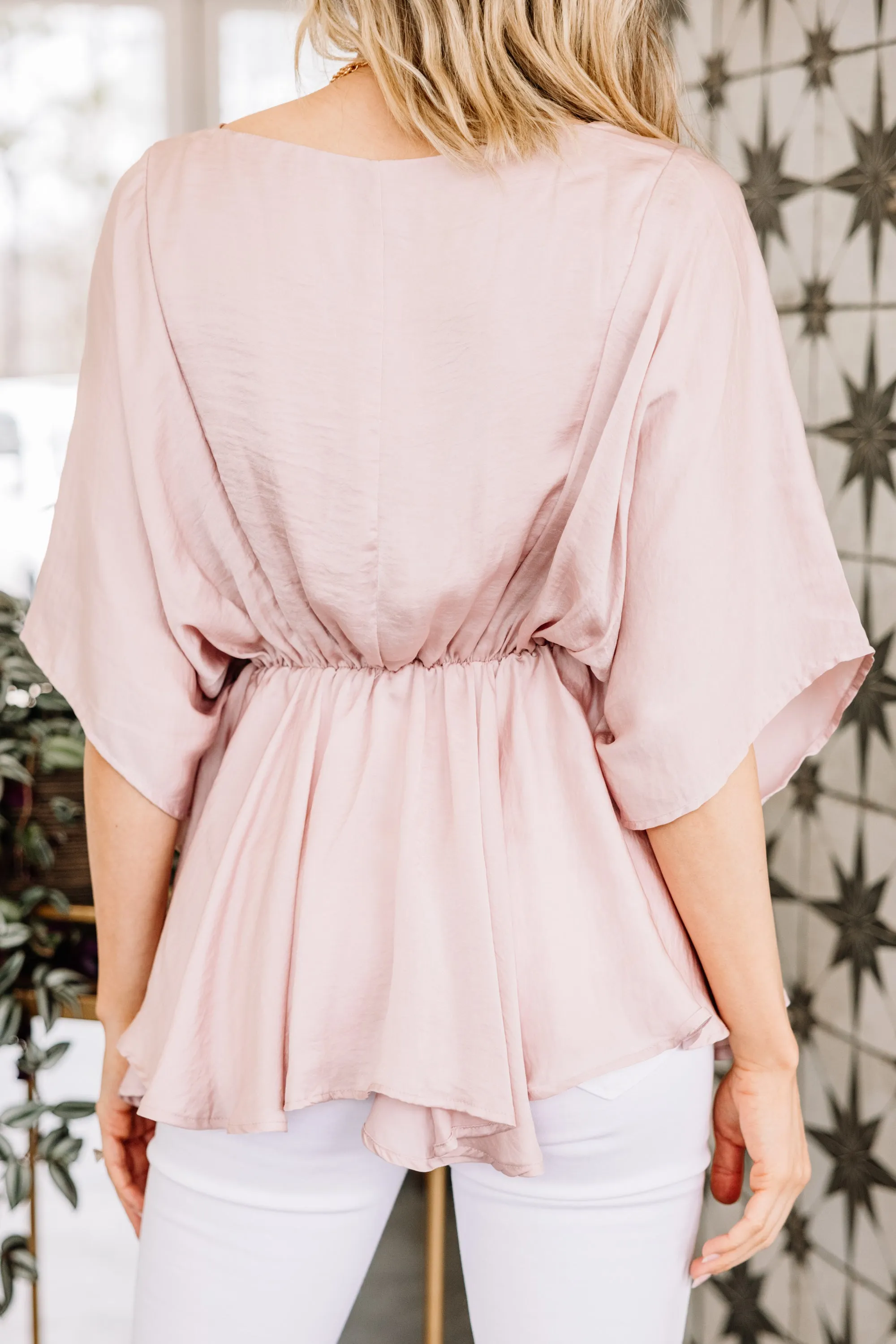 Clear Skies Ahead Rose Pink Satin Blouse