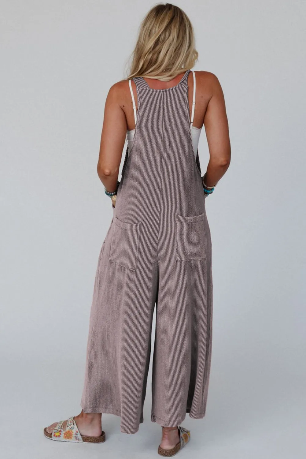 Corded Adjustable Straps Wide Leg Loose Overall