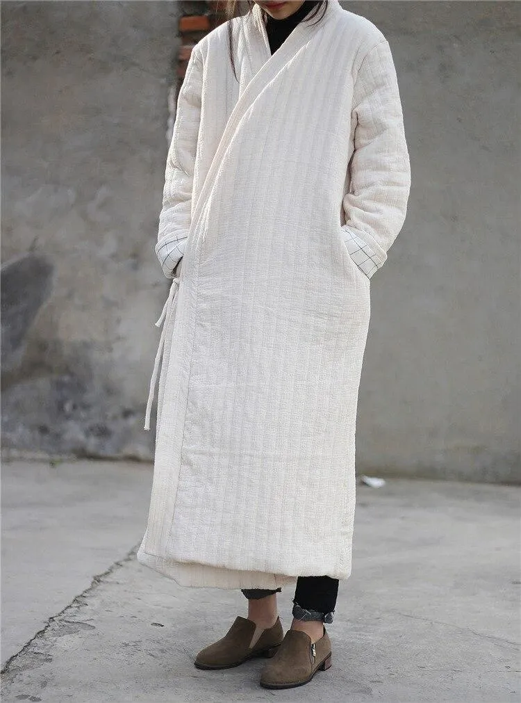 Cotton Linen Ankle Length Trench Coat