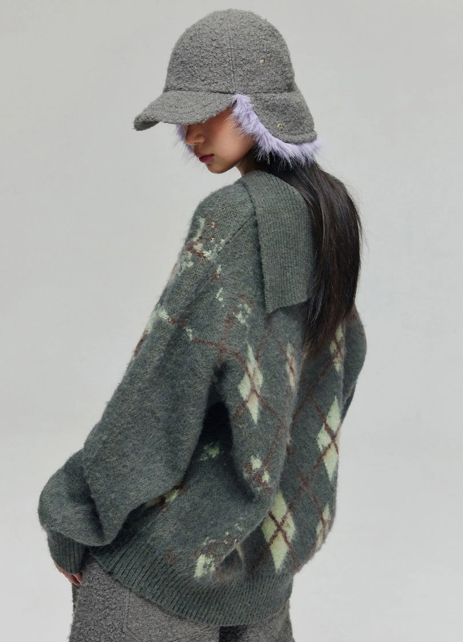 Cozy Tartan Patterned Wool Blend Hoodie