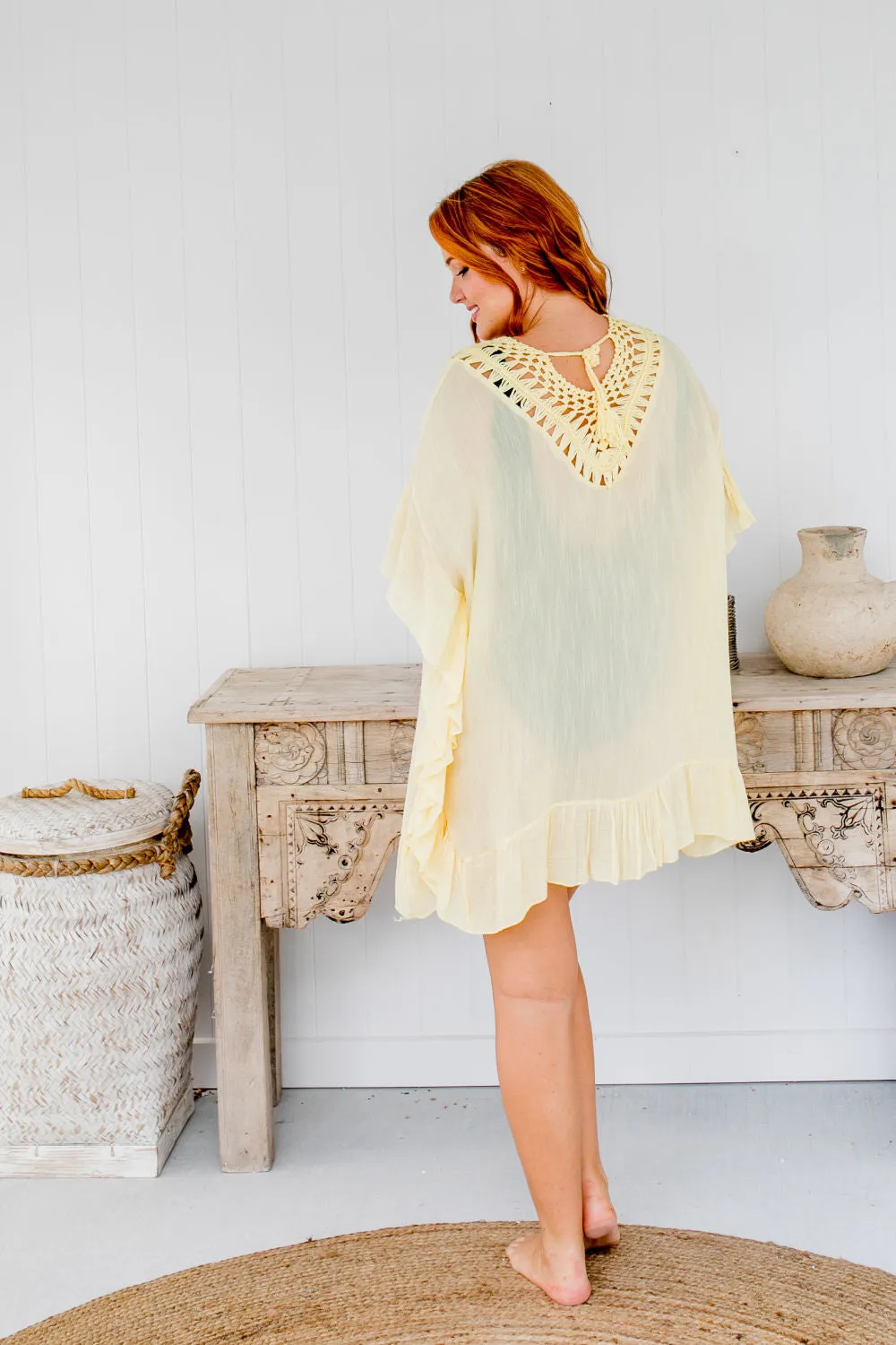 Crochet Ruffle Kaftan Top