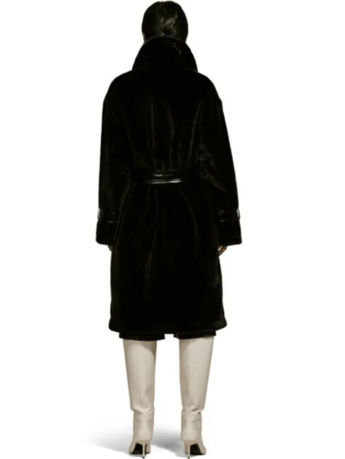 Freed Violet Faux Fur Long Coat In Black