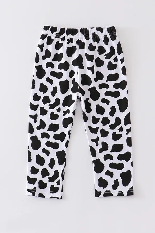 Girls Cow Print Leggings