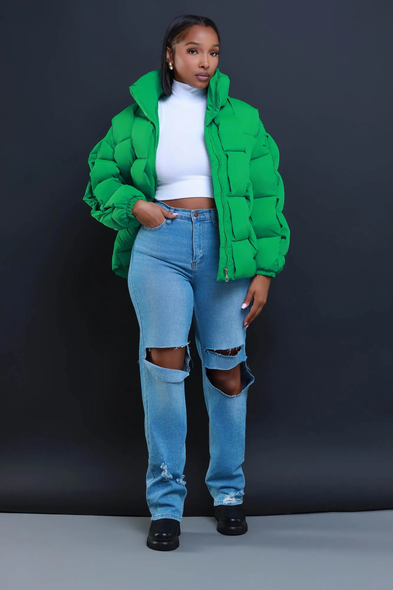 Go Dutch Oversized Puffer Jacket - Green