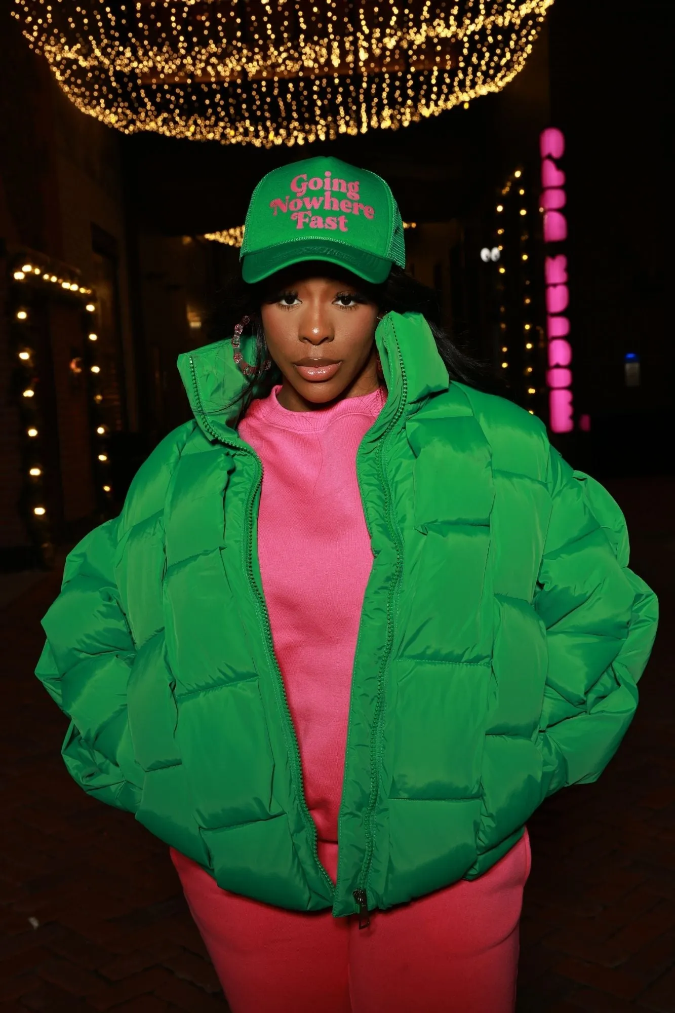 Go Dutch Oversized Puffer Jacket - Green