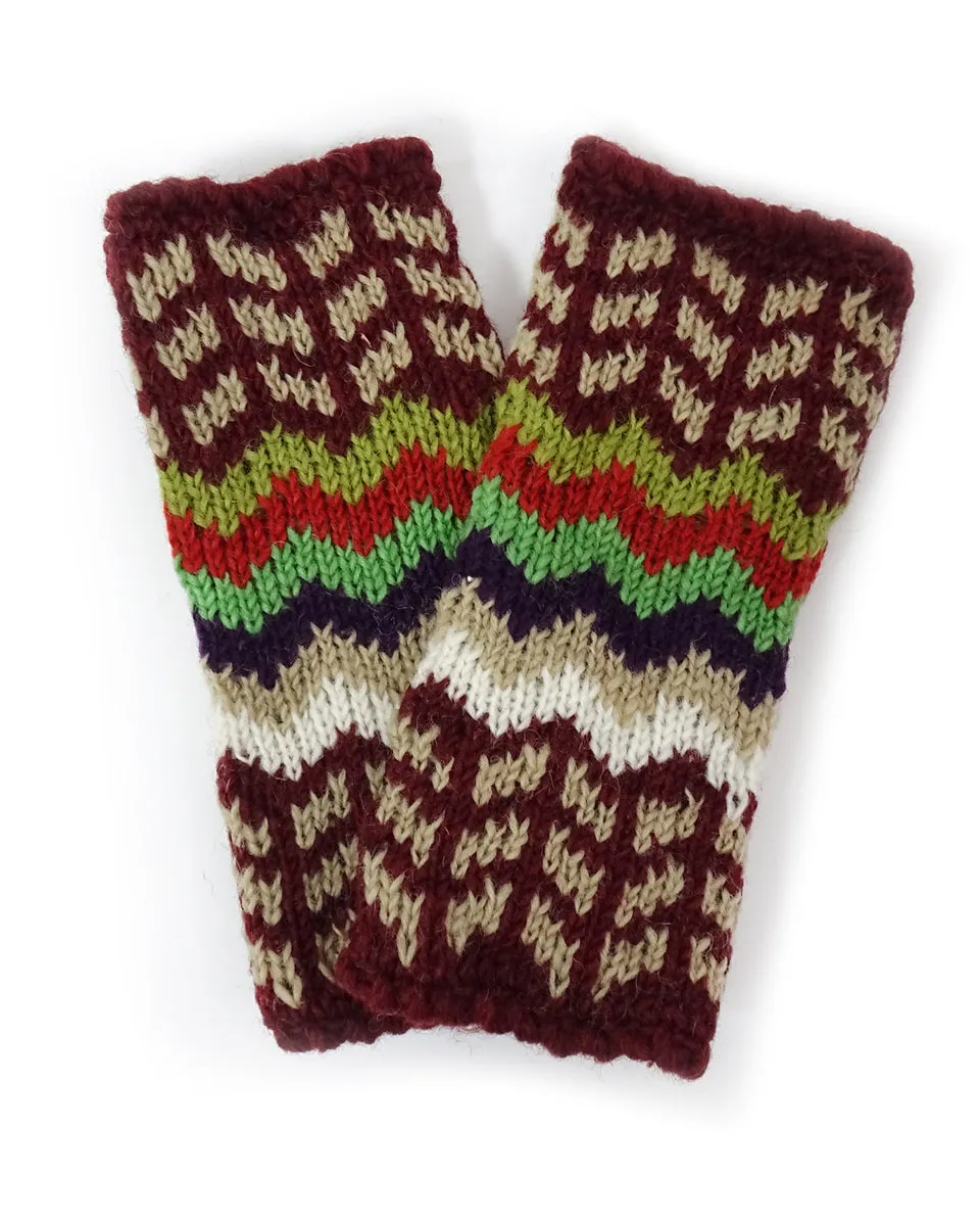 Intarsia Zig Zag Fingerless Gloves