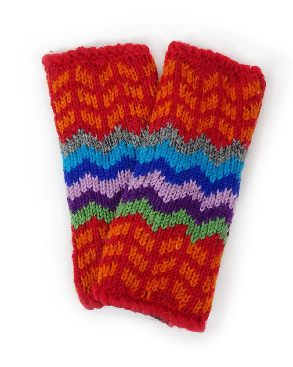 Intarsia Zig Zag Fingerless Gloves