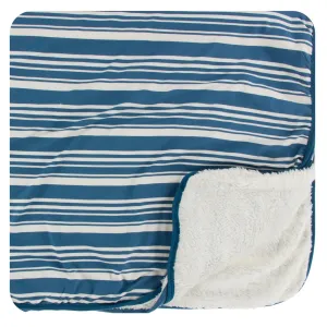 KicKee Pants Fishing Stripe Sherpa-Lined Toddler Blanket