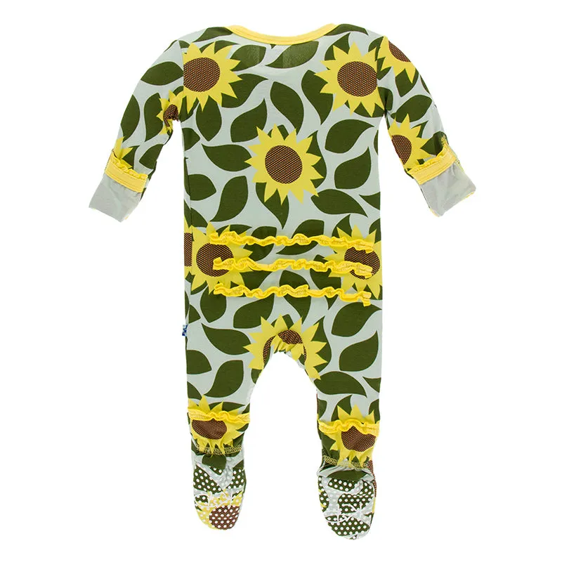 Kickee Pants Print Muffin Ruffle Footie with Snaps