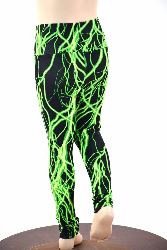 Kids Green Lightning Leggings