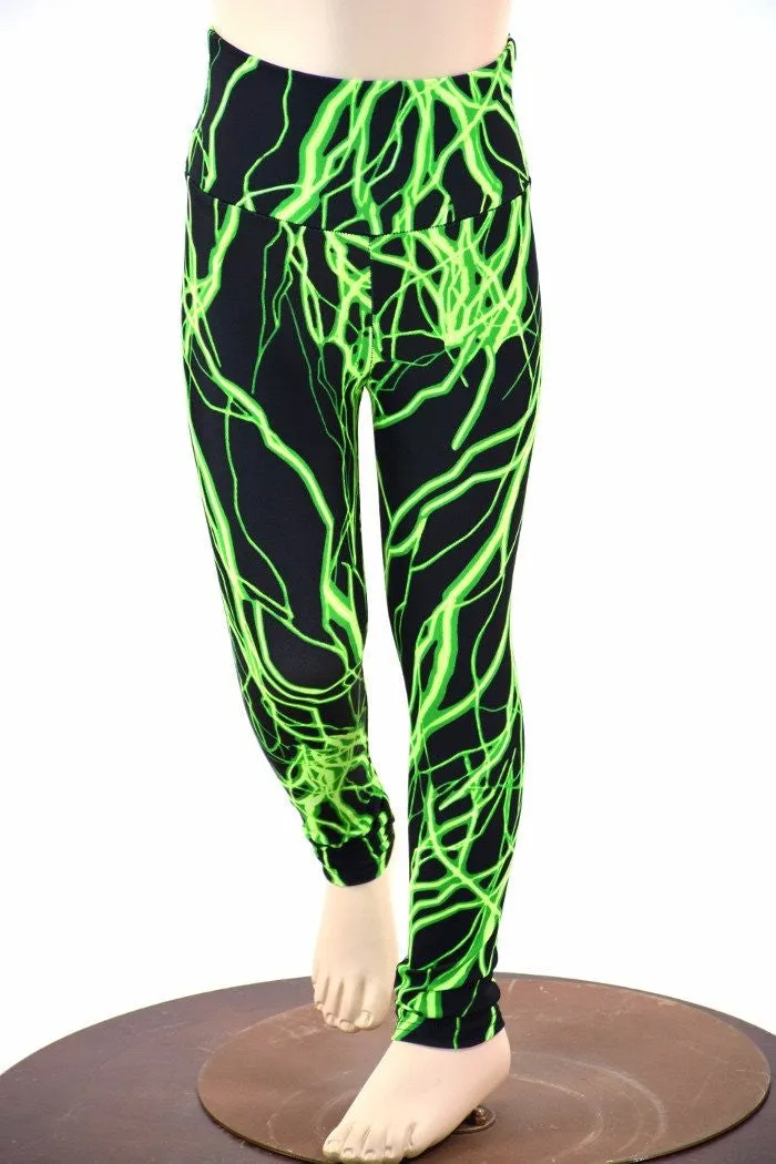 Kids Green Lightning Leggings