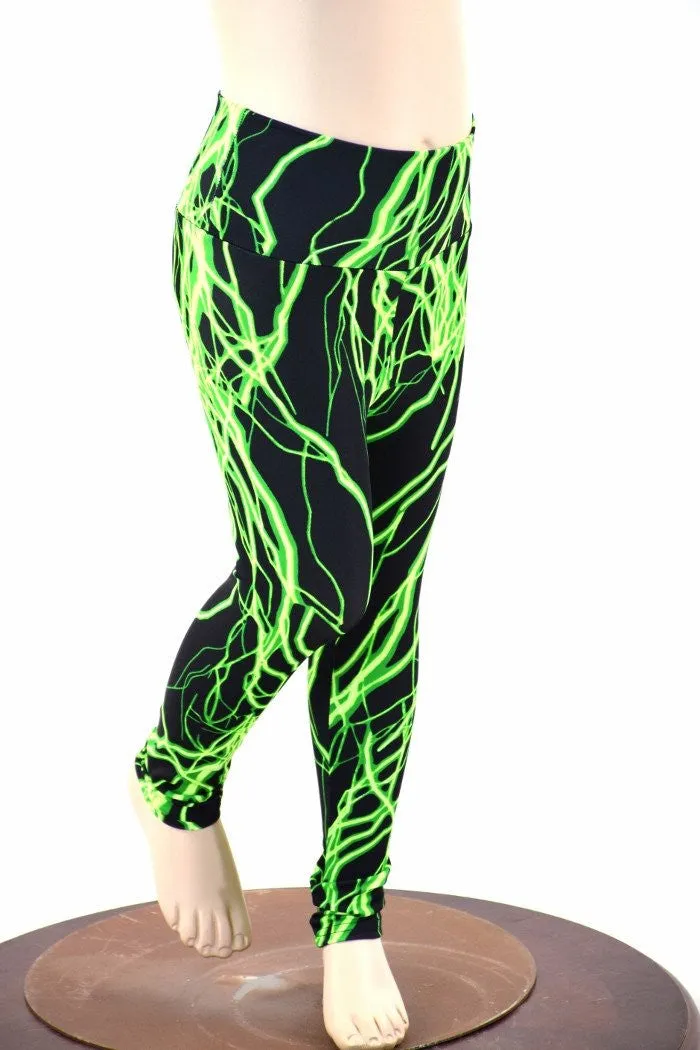 Kids Green Lightning Leggings