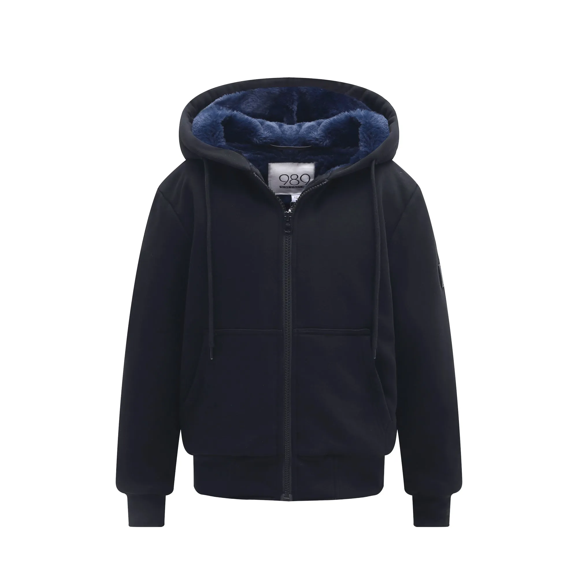 Kid's Heavy Navy Fur Lined Sweatshirt