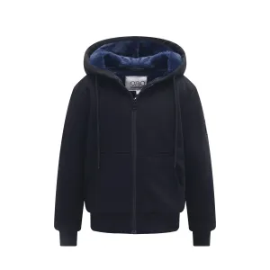 Kid's Heavy Navy Fur Lined Sweatshirt