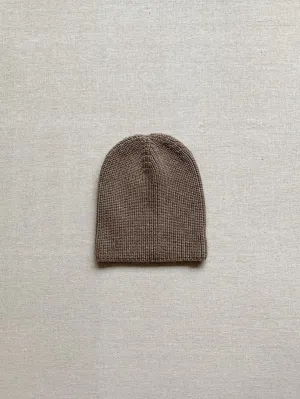 kids merino wool ribbed beanie in oatmilk