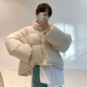 [Korean Style] 3 Colors Cozy Cropped Parka Puffer Jacket