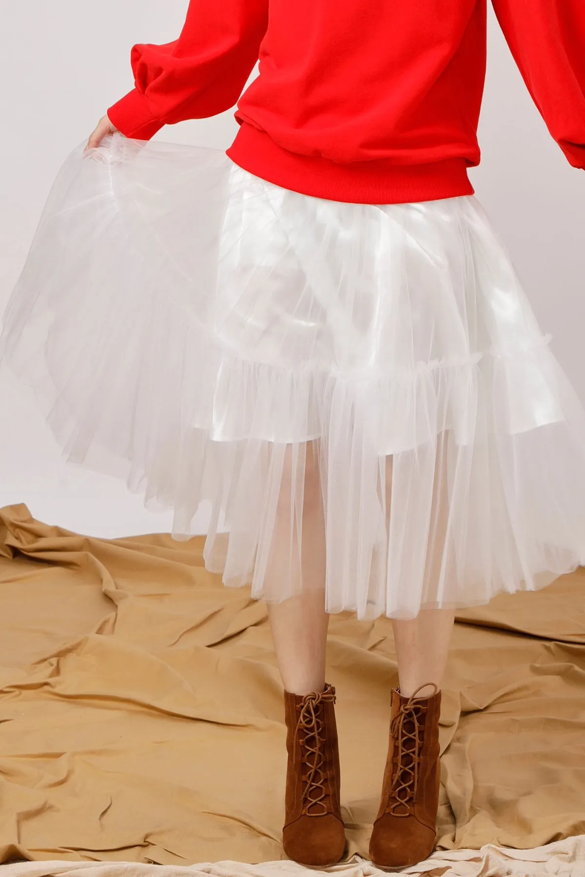 Layered Tulle Midi Skirt