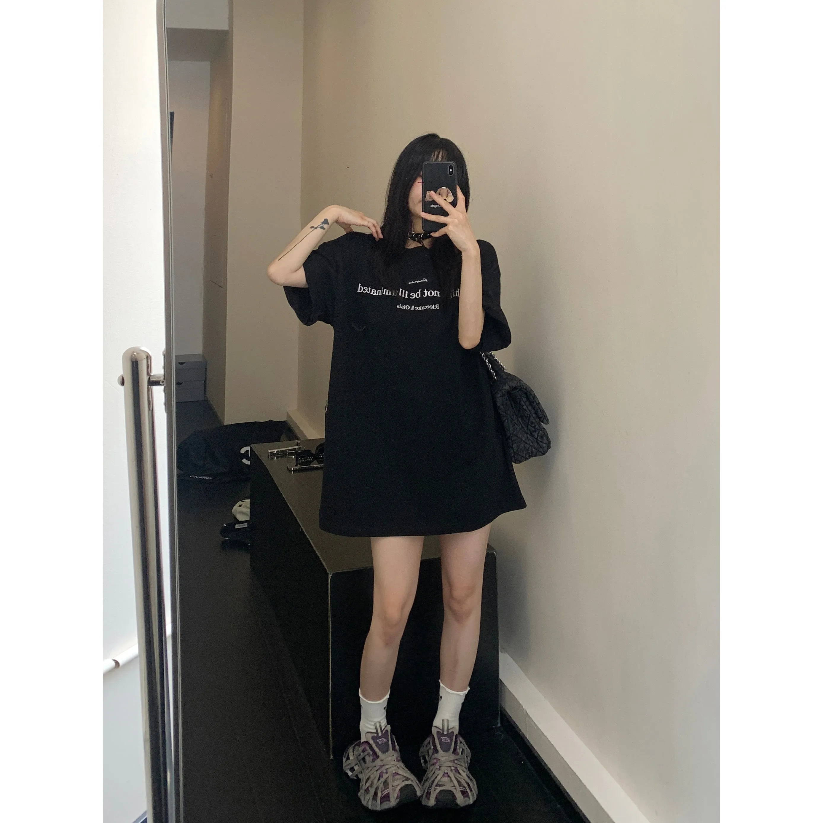 Letter Embroidered Oversized T-Shirt