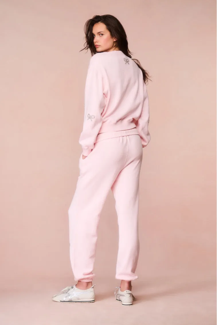 Lillia Crystal Bow Fleece Sweatpant