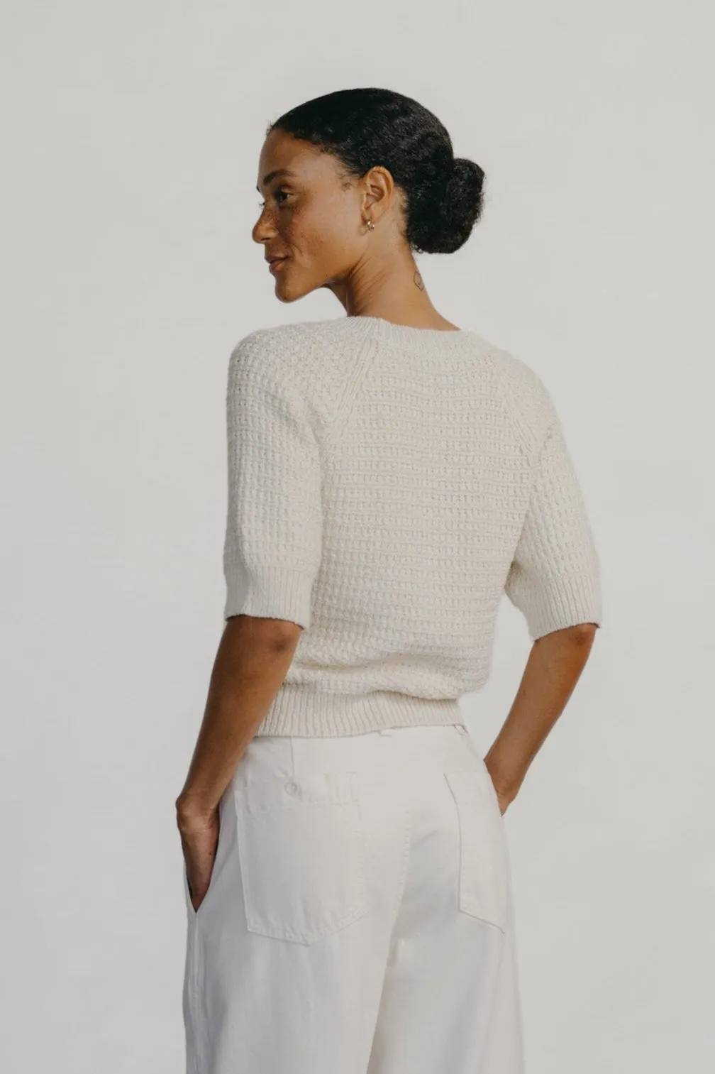 Lloyd Waffle Knit, Alpaca Cotton, Cream