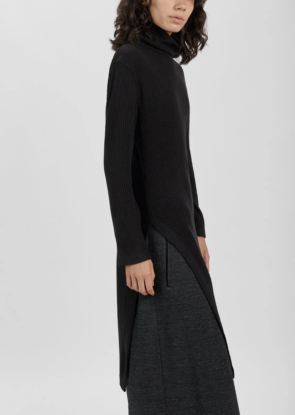 Long Asymmetric Turtleneck Sweater