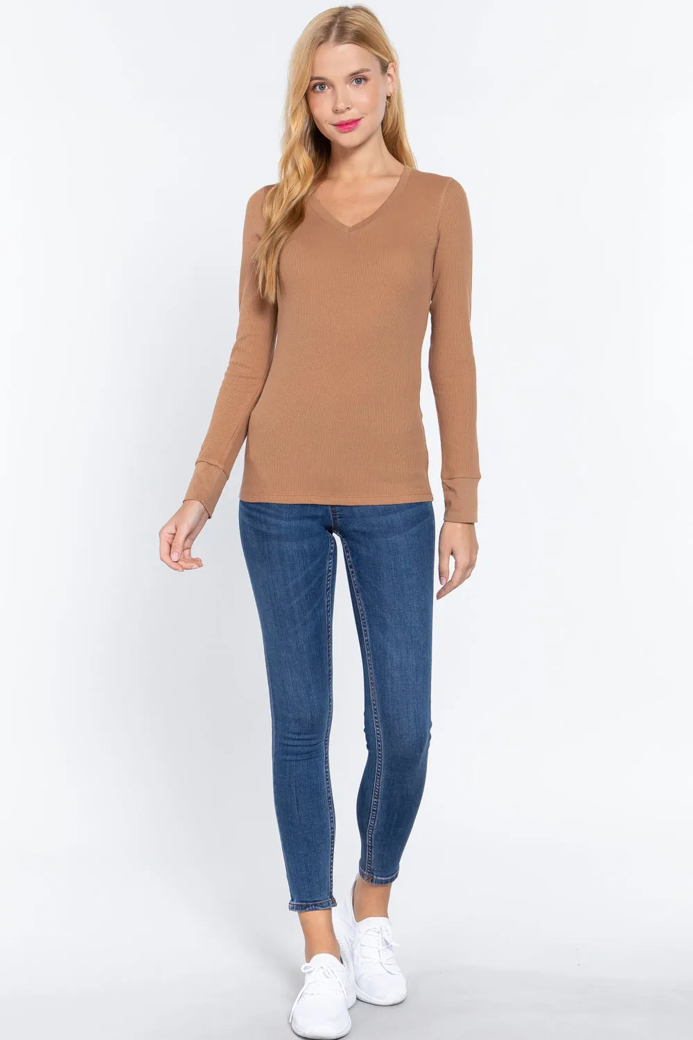 Long Slv V-neck Thermal Top - 16 colors