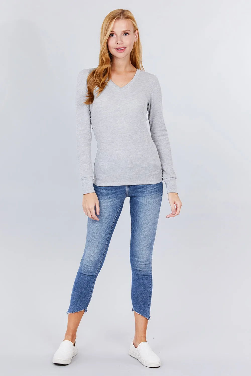 Long Slv V-neck Thermal Top - 16 colors