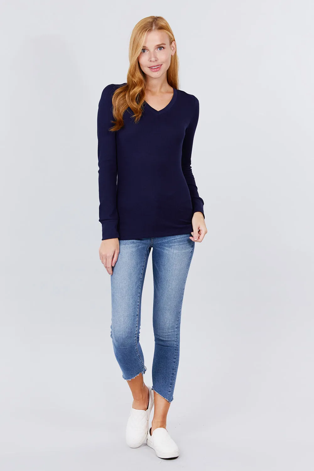 Long Slv V-neck Thermal Top - 16 colors