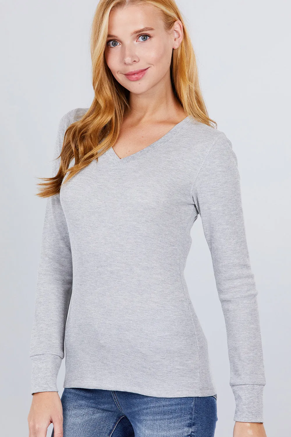 Long Slv V-neck Thermal Top - 16 colors