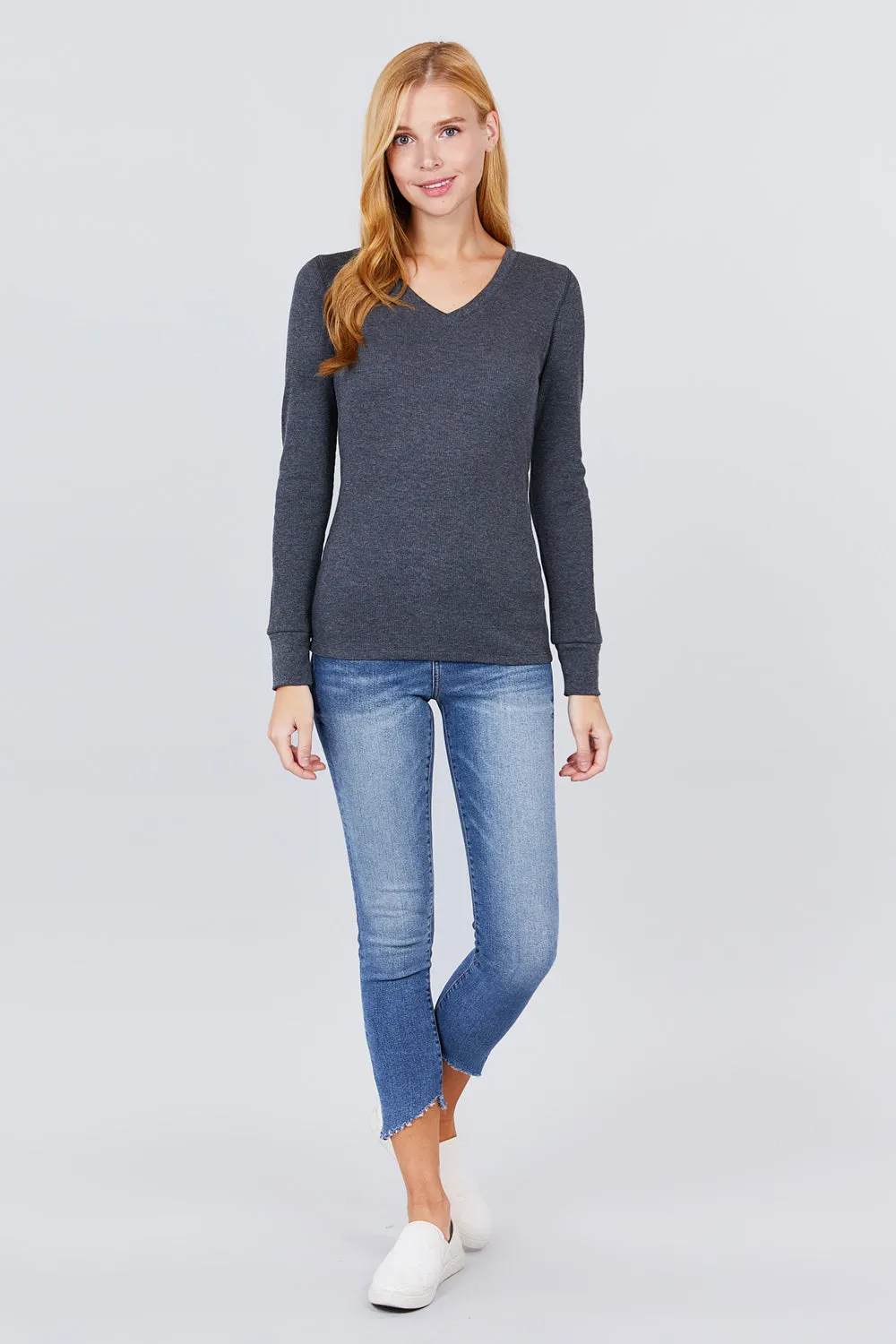 Long Slv V-neck Thermal Top - 16 colors