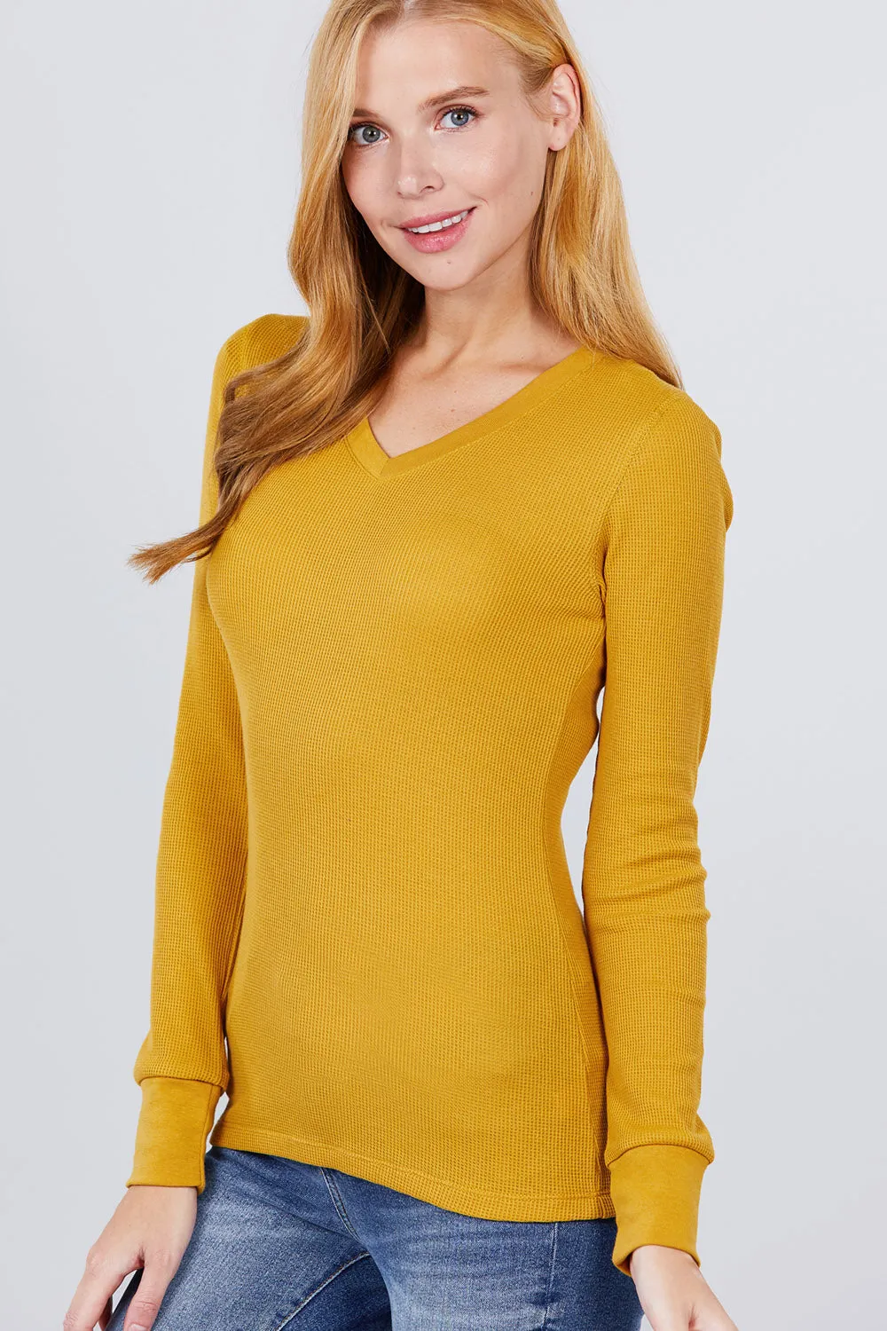 Long Slv V-neck Thermal Top - 16 colors