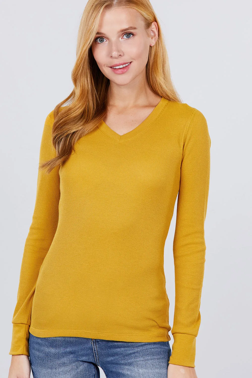 Long Slv V-neck Thermal Top - 16 colors