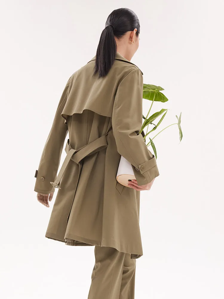 Machine Washable Worsted Woolen Women Trench Coat